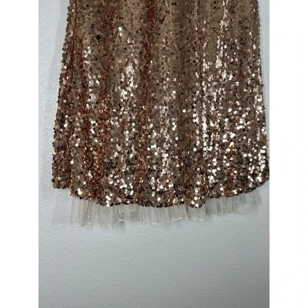 Girl's Sz: 16 Rose Gold Copper Sequin Mini Shift Dress by Beautees